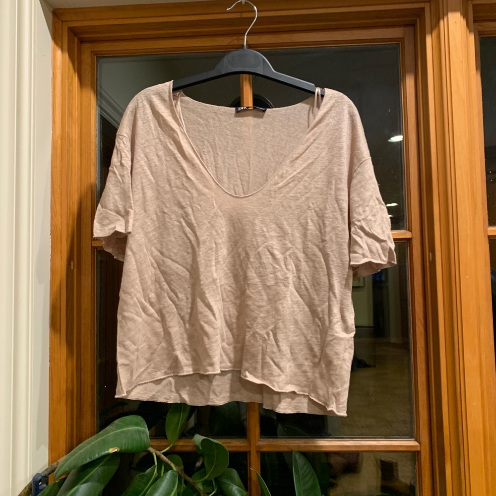Zara pink scoop neck t-shirt